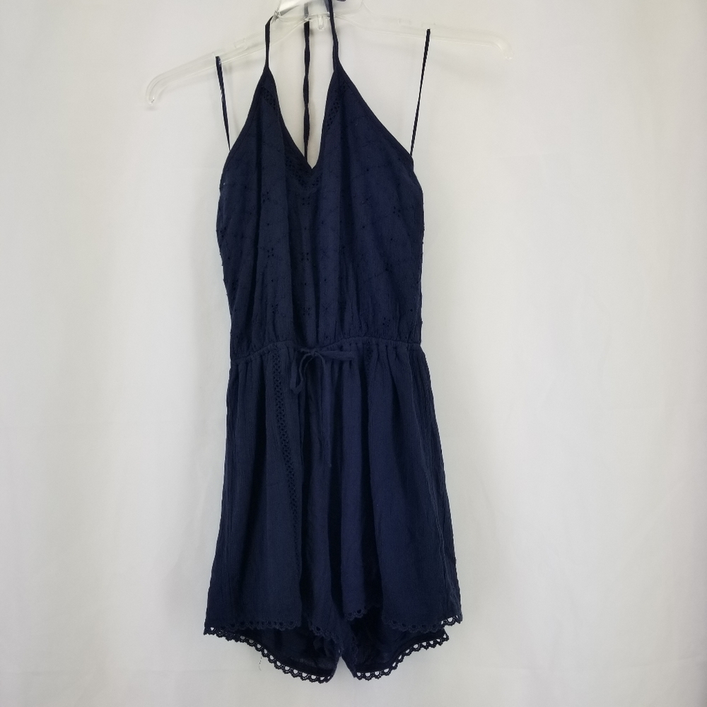 Hollister Navy Blue Lace/Eyelet Romper
